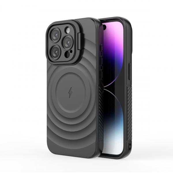 CoversCart Matte Black Titan Shield Wave Silicone Mag safe Back Case for iPhone 15 Pro