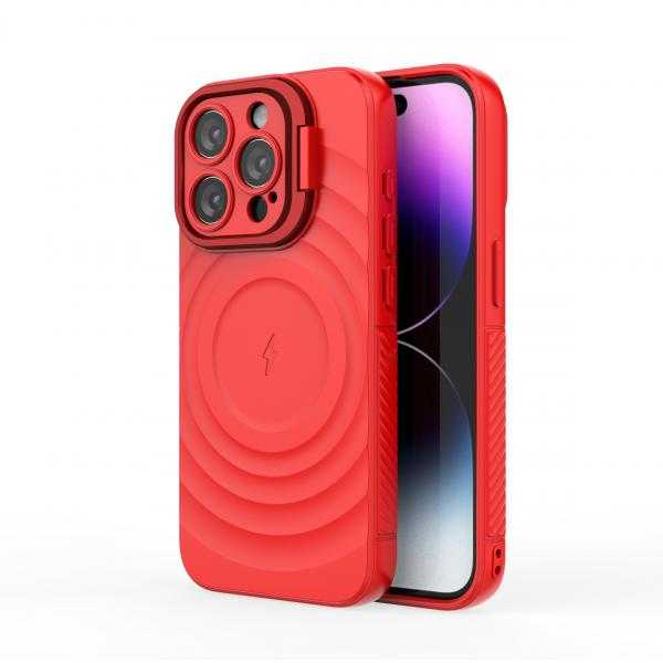 CoversCart Crimson Red Titan Shield Wave Silicone Mag safe Back Case for iPhone 15 Pro