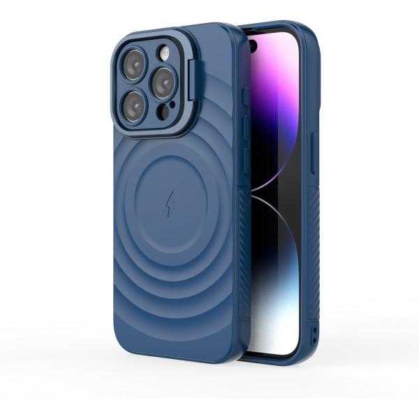 Covers Cart Comet Blue Titan Shield Wave Silicone Mag safe Back Case for iPhone 15 Pro