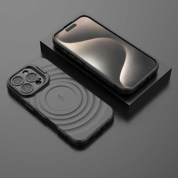 CoversCart American Silver Titan Shield Wave Silicone Mag safe Back Case for iPhone 15 Pro