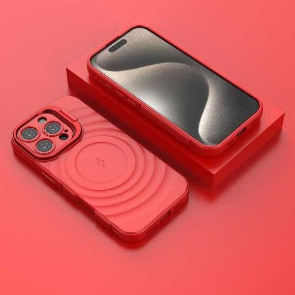 CoversCart Crimson Red Titan Shield Wave Silicone Mag safe Back Case for iPhone 16 Pro