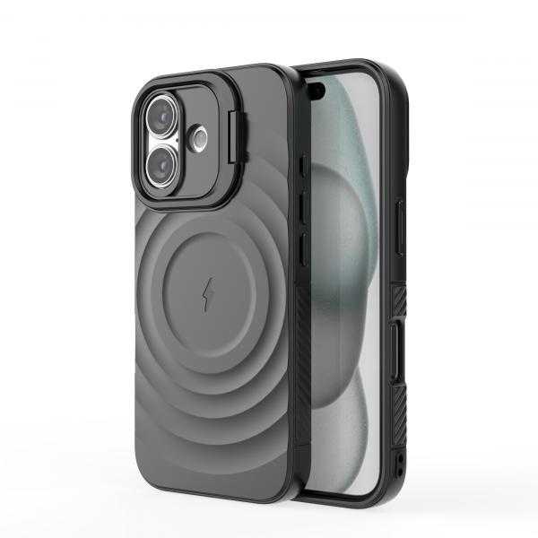 Covers Cart Matte Black Titan Shield Wave Silicone Mag safe Back Case for iPhone 16