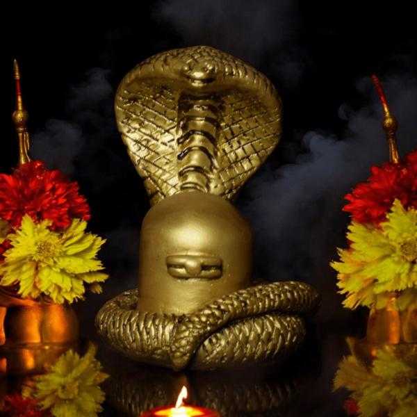 Shivling with Snake Idol Sacred Hindu Symbol of Divine Energy