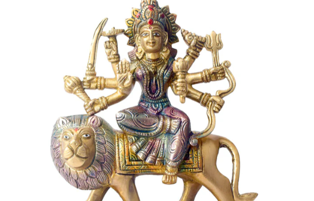 Diwali Special Brass 8-Armed Maa Durga Idol on Lion
