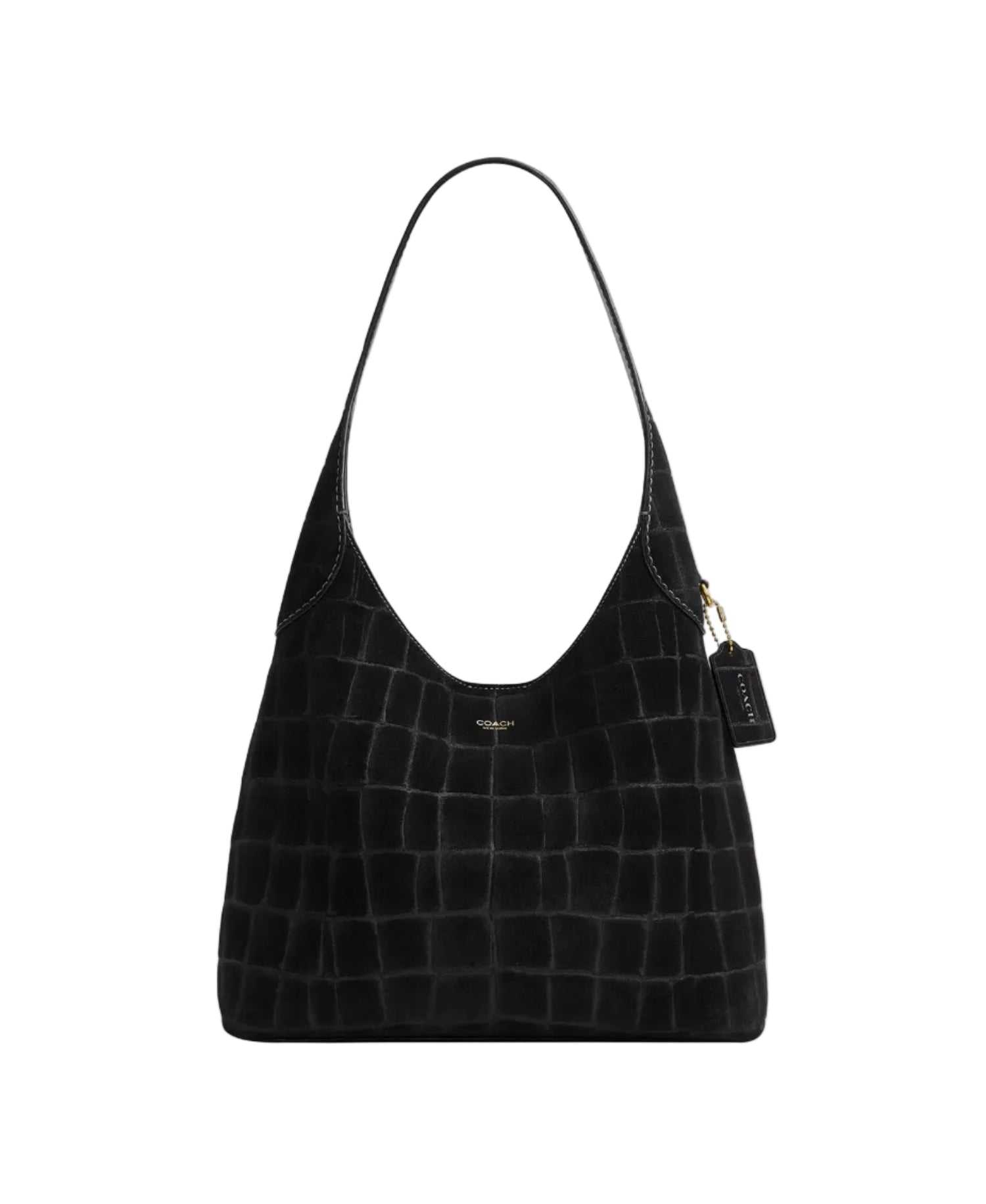 COACH Brooklyn Medium Crocodile Embossed Suede Shoulder Bag 28