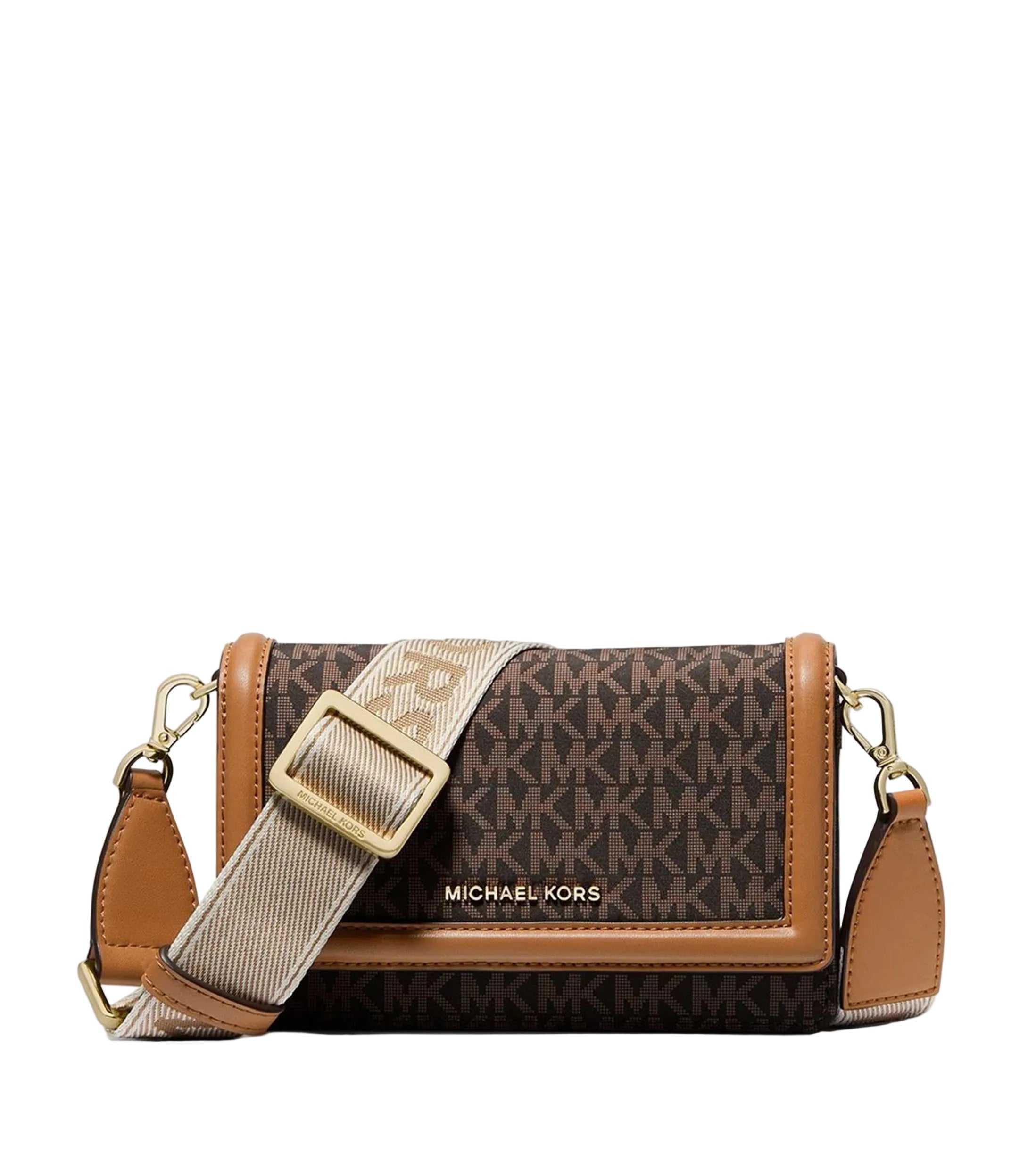 MK Jet Set Logo Phone Crossbody B Brown Acorn