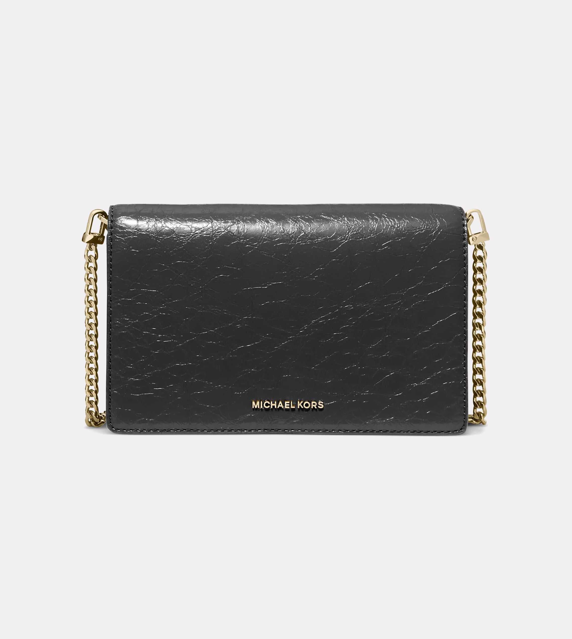 MK Jet Set Small Leather Flap Chain Black